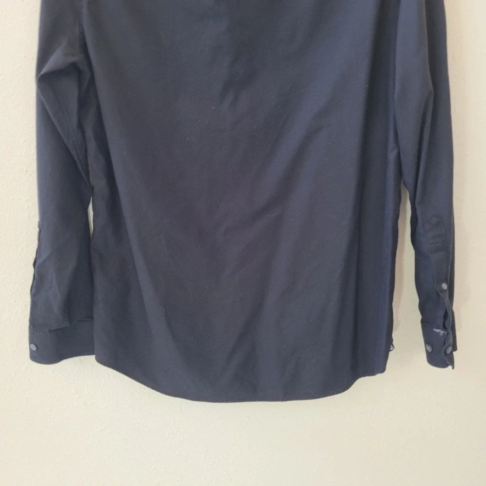 BANANA REPUBLIC M Black Supima Cotton Camden Fit Long Sleeve Button Front Shirt